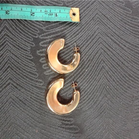 Zara Chunky Goldtone Hoop Earrings - Picture 13 of 16